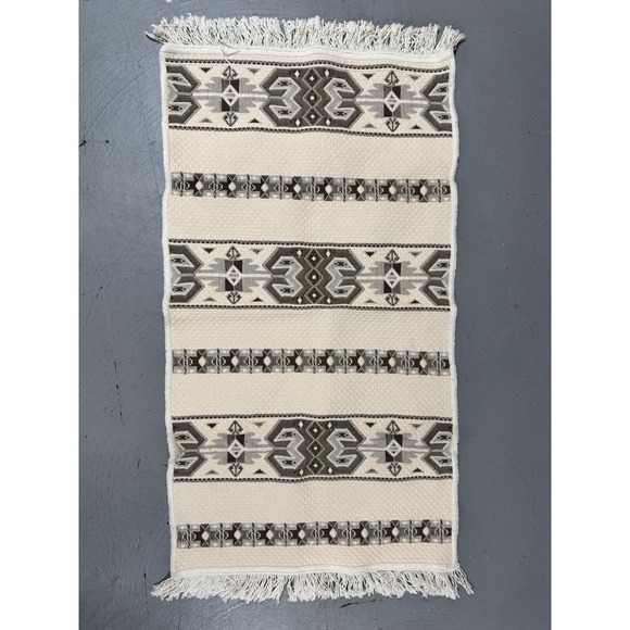 Other - Area Rug Cream Brown 48x25" Scandinavian‎ Southwest Design Cotton Blend